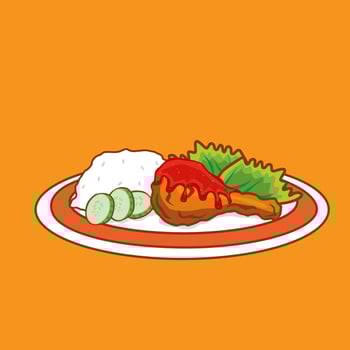 vector illustration Indonesia food chicken with sambal