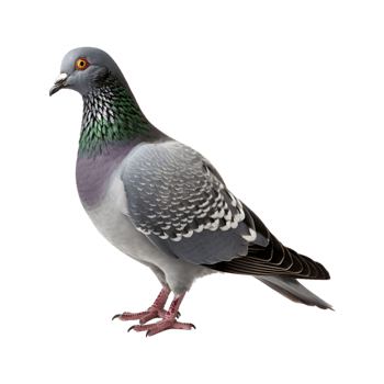 full body of a racing pigeon, side view isolated on a transparent background png