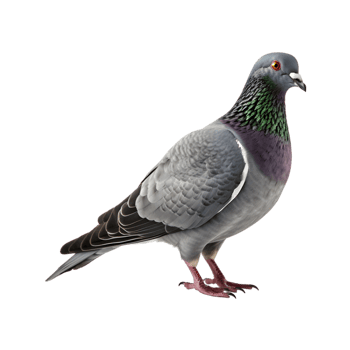 full body of a racing pigeon, side view isolated on a transparent background png