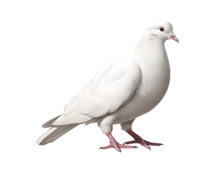 Close-up photo of a white dove isolated on a transparent background png