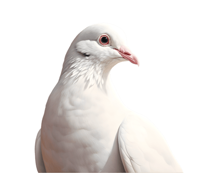 Close-up photo of a white dove isolated on a transparent background png