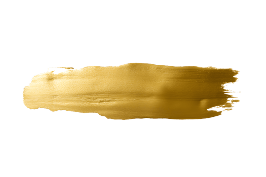 Gold paint brush strokes with glitter texture. Gold stains liquid isolated on a transparent background png