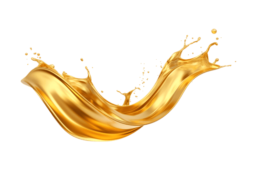 luxury sparkling golden splash waves isolated on a transparent background png
