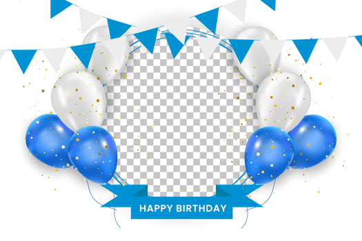 Birthday   design. happy birthday to you text with elegant blue balloons. png