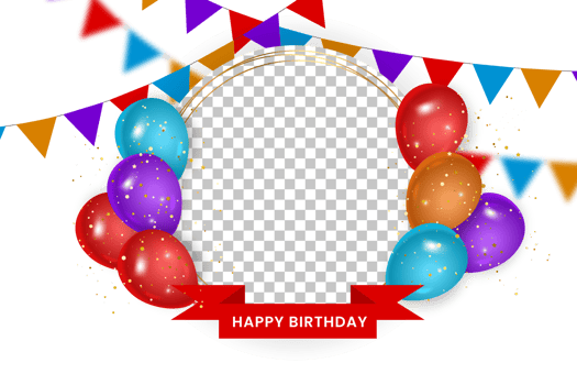 birthday  background design. happy birthday to you text with elegant air balloons. png