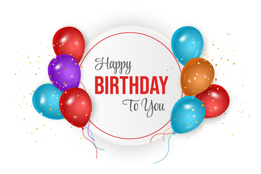 birthday  background design. happy birthday to you text with elegant air balloons. png