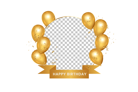 Birthday  background design. happy birthday to you text with elegant gold balloons. png