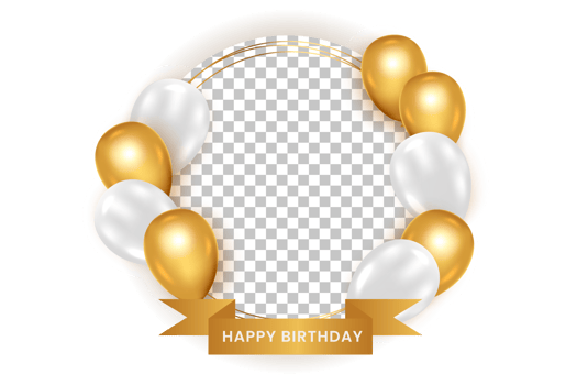 Birthday  background design. happy birthday to you text with elegant gold balloons. png