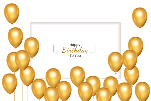 Birthday  background design. happy birthday to you text with elegant gold balloons. png