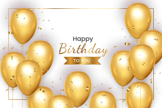 Birthday  background design. happy birthday to you text with elegant gold balloons. png