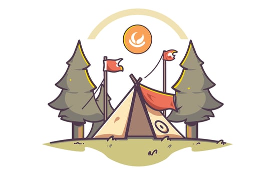 River Camp Flag flat vector icon, Camp flag silhouette , Camp flag illustration