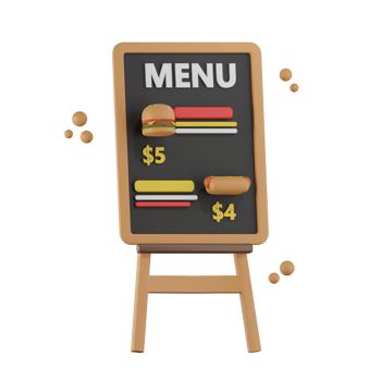 Menu Fast Food 3D Illustrations png