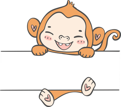Cute baby monkey Animal hanging on Tag Name Frame Hand kid Drawing Illustration png