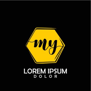 MY Initial Letter handwriting logo with circle brush template vector