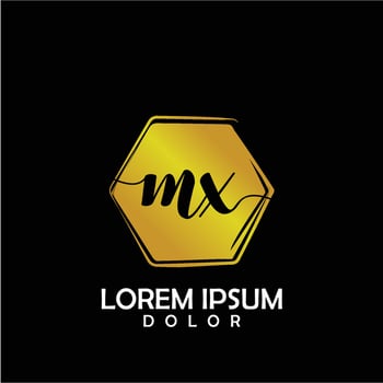 MX Initial Letter handwriting logo with circle brush template vector