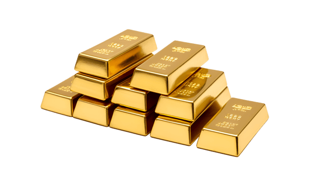 Gold bar stack isolated on a transparent background png
