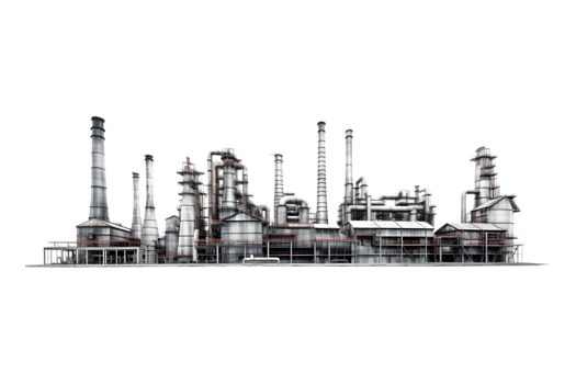 industrial plant isolated on a transparent background, Oil and gas industry,refinery factory,petrochemical plant area png
