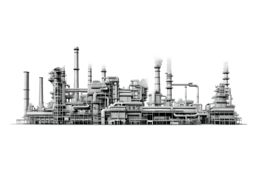 industrial plant isolated on a transparent background, Oil and gas industry,refinery factory,petrochemical plant area png