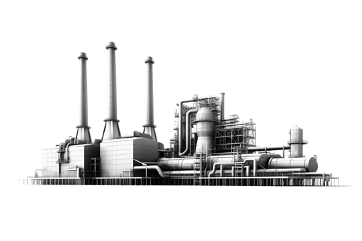 industrial plant isolated on a transparent background, Oil and gas industry,refinery factory,petrochemical plant area png