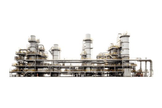 industrial plant isolated on a transparent background, Oil and gas industry,refinery factory,petrochemical plant area png