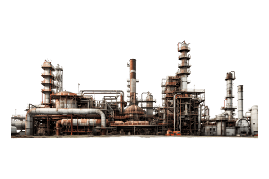 industrial plant isolated on a transparent background, Oil and gas industry,refinery factory,petrochemical plant area png