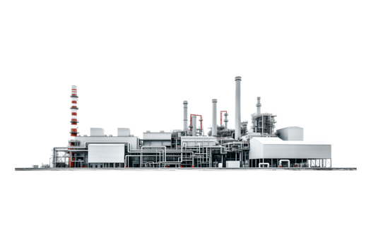 industrial plant isolated on a transparent background, Oil and gas industry,refinery factory,petrochemical plant area png