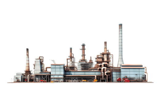 industrial plant isolated on a transparent background, Oil and gas industry,refinery factory,petrochemical plant area png