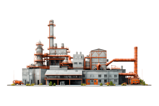 industrial plant isolated on a transparent background, Oil and gas industry,refinery factory,petrochemical plant area png