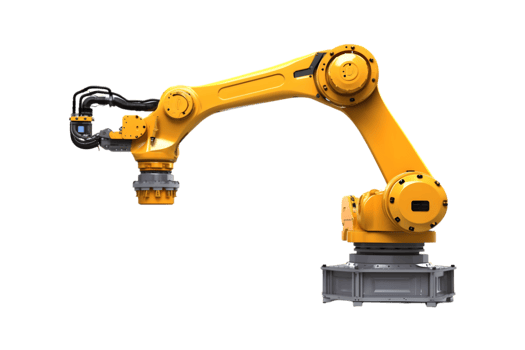 Industrial robotic arm isolated on a transparent background png