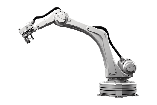 Industrial robotic arm isolated on a transparent background png