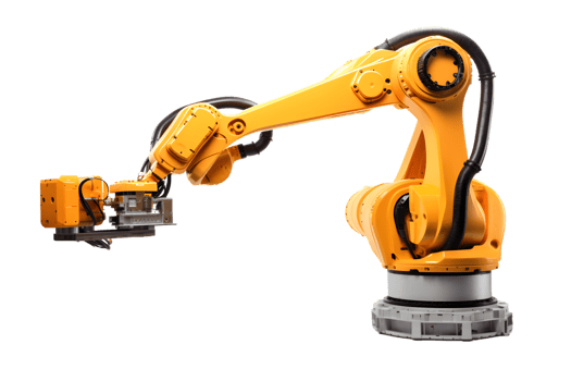Industrial robotic arm isolated on a transparent background png
