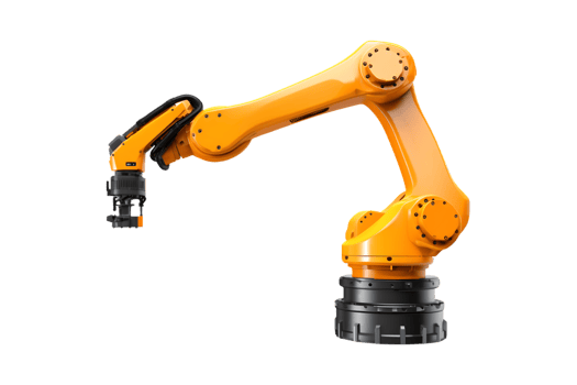 Industrial robotic arm isolated on a transparent background png