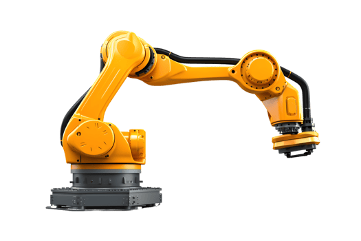Industrial robotic arm isolated on a transparent background png