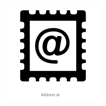 Address at and at sign icon concept vector
