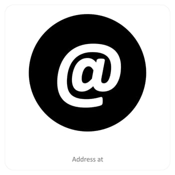 Address at and at sign icon concept vector
