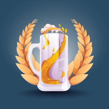 Oktoberfest realistic beer vector badge design