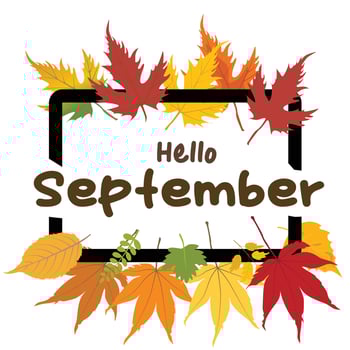 Hello September vector. Autumn design template for decoration, sale banner, advertisement, greeting card and media content. Autumn element illustration. Welcome September letterring. vector