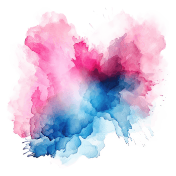 Blue pink watercolor stain isolated png