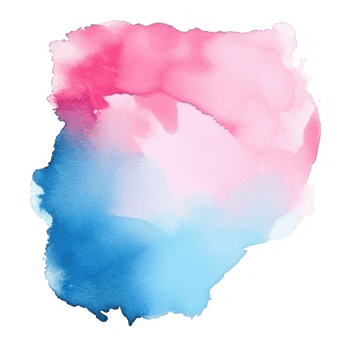 Blue pink watercolor stain isolated png
