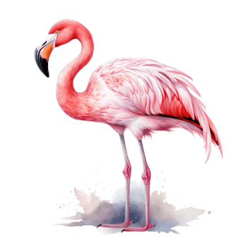 Watercolor pink flamingo isolated png
