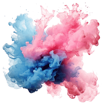 Blue pink watercolor stain isolated png