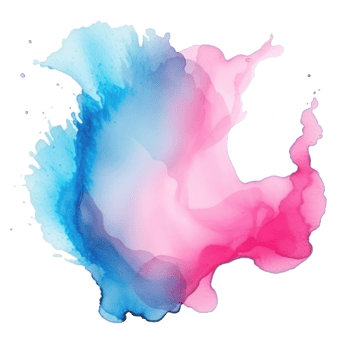 Blue pink watercolor stain isolated png