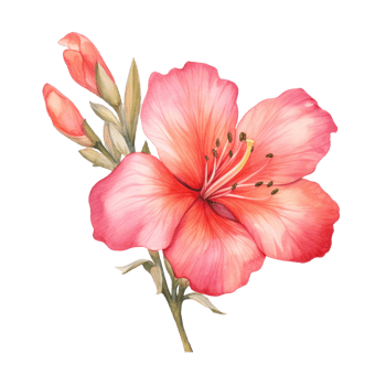 Watercolor pink flower isolated png