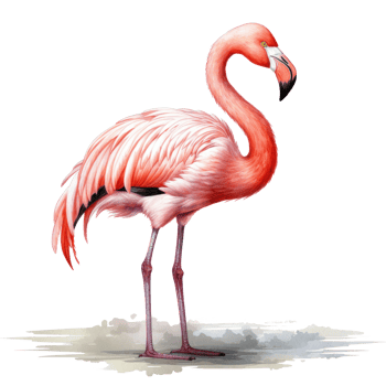 Watercolor pink flamingo isolated png