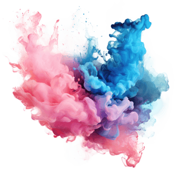 Blue pink watercolor stain isolated png