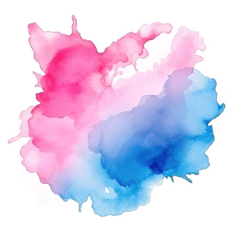 Blue pink watercolor stain isolated png