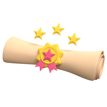 A diploma with stars and a ribbon png
