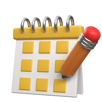 A calendar with a pencil and a calendar icon png