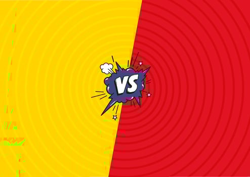 Versus letters fight background. Decorative comic backdrop with speech bubble bomb explosive in pop art style. vector