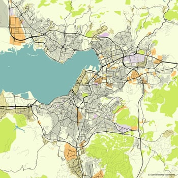 Vector city map of Izmir, Turkey